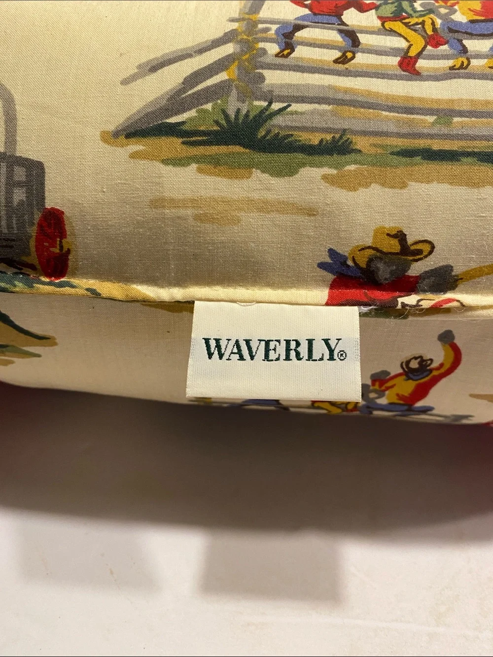 Waverly Red Bandana and Cream Rodeo Bucking Bronco Bolster Pillow